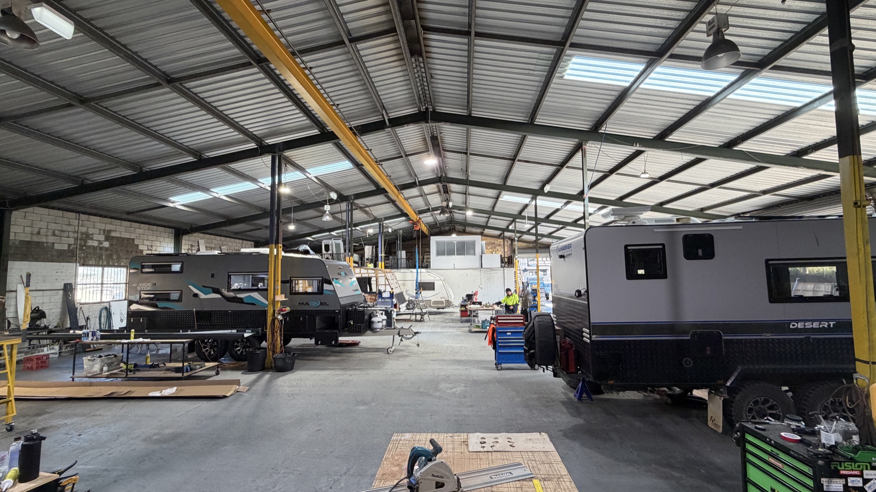 Multiple caravan brands in Torque workshop