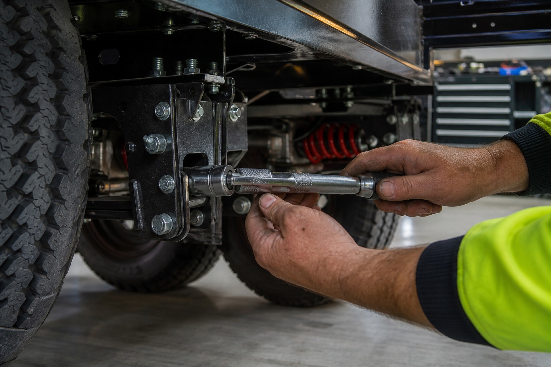 Close-up hands completing quality caravan service work